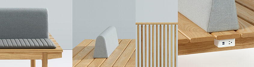 Maru benches detail collages 7 slat