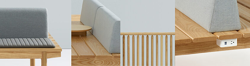 Maru benches detail collages 5 slat