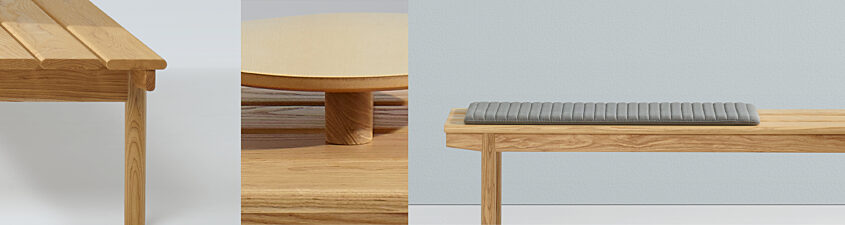 Maru benches detail collages 3 slat