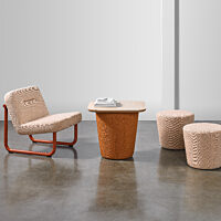 Chroma Armless Lounge, High Table, and Ottomans