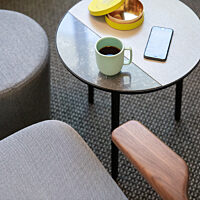 Chroma Lounge, Ottoman & Chord Side Table - Café