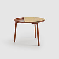 Chord Side Table - Oak over Ash, Copper Red Frame