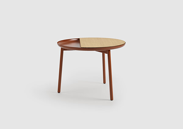 Chord Side Table - Oak over Ash, Copper Red Frame