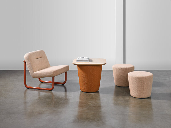 Chroma Armless Lounge, High Table, and Ottomans