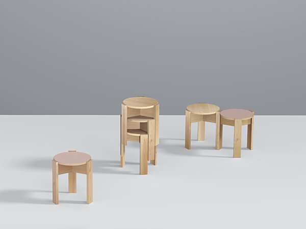 Kino Stool - Ash ensemble with stack