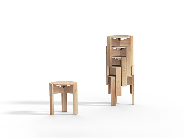Kino Stool - Single & Stack, Ash