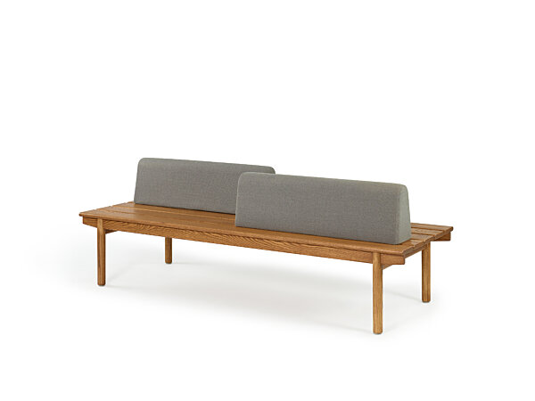Maru Five Slat Bench - Oak over Ash, Bolsters