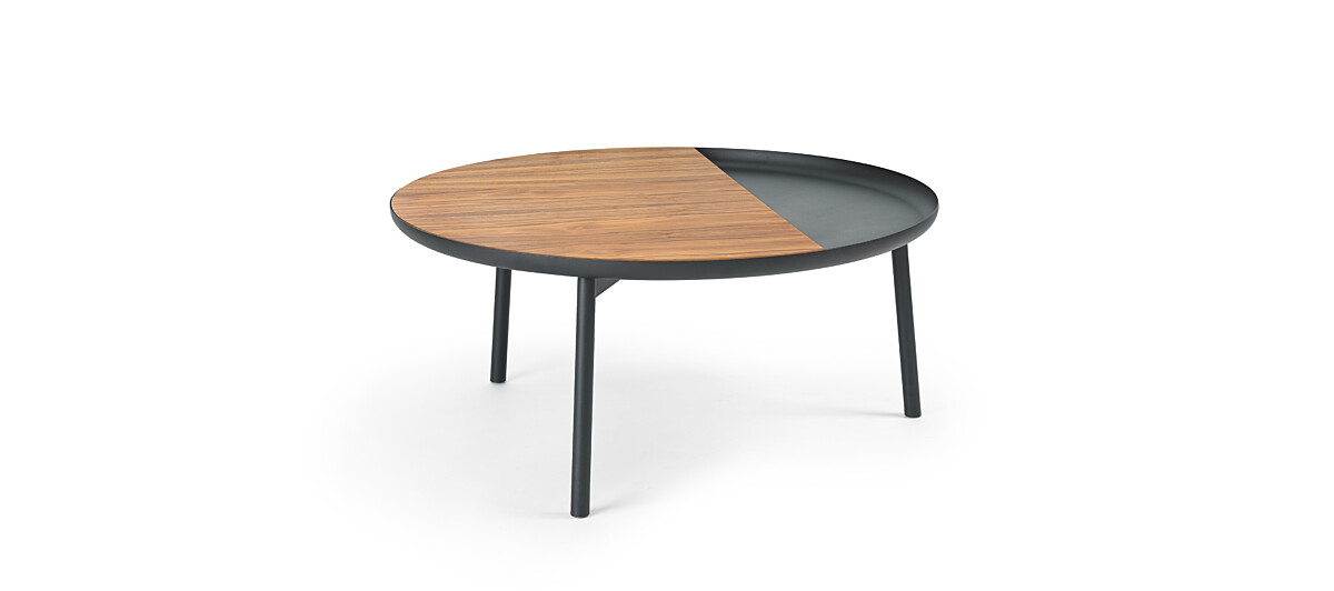 Chord Coffee Table - Black Texture, Walnut Insert