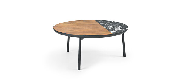 Chord Coffee Table - Black Texture, Walnut & Onyx Quartz Inserts
