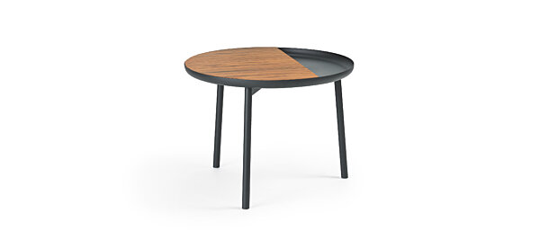 Chord Side Table - Black Texture, Walnut Insert