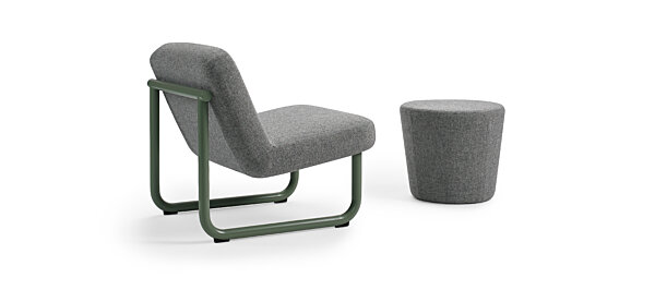 Chroma Ottoman and Armless Lounge - Sage Green Matte
